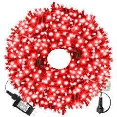 XTF2015 105ft 300 LED Christmas String Lights, End-to-End Plug 8 Modes Christmas Lights - UL Certified - Outdoor Indoor Fairy Lights Christmas Tree, Patio, Garden, Party, Wedding, Holiday (Red)