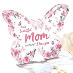 Mothers Day Gifts for Mom from Daughter Son: Eletorot Unique Mom Birthday Gifts, Butterfly-Shaped Acrylic Keepsake Decorations, 5x3.8 inch Christmas Presents Ideas for Love Mom Grandma Wife