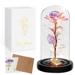 Mothers Day Flowers Gifts for Mom from Daughter Son,Birthday Gifts for Women,Mom Presents for Her,Colorful Rainbow Light Up Rose in A Glass Dome Grandma Presents for Her Wife Girls Valentines