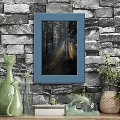 4x6" Dark Gray-Blue Frame &ndash; Hang or Stand, Horizontal/Vertical, No-Nail Hanging