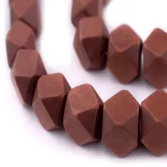 The Bead Chest Light Brown Cornerless Cube Wood Beads: 15mm Diamond Cut Natural Organic Beads for Jewelry Making