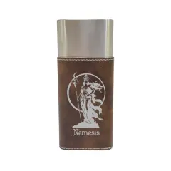 Cigar Case with Cutter - Nemesis Goddess of Revenge - Leather Rustic/Silver