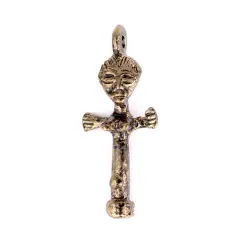 The Bead Chest Fertility Doll African Brass Pendant Ashanti Ghana Large Hole Handmade