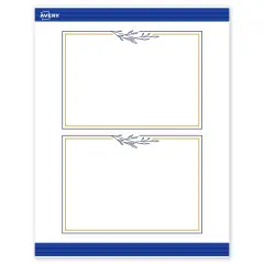Avery Printable Rectangle Invitation Cards, Gold & Navy Border with Florals, 5" x 7", Matte White Rectangle Invitation Cards, Laser/Inkjet, 20ct, Great for Invitation Cards