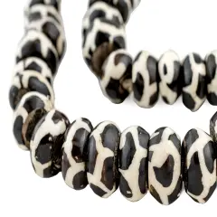 The Bead Chest Batik Bone Beads - Full Strand of Fair Trade African Beads (Large, Giraffe Design)