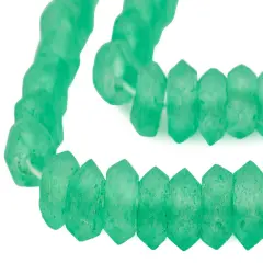 The Bead Chest Verdant Green Faceted Recycled Java Sea Glass Beads - Full Strand of Faceted Bottle Glass Beads | Approximately 48 Beads