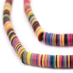 The Bead Chest Obogu Medley Vinyl Phono Record Beads 6mm Ghana African Multicolor Mixed 30 Inch Strand Handmade