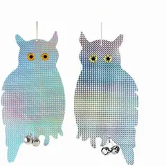 2 Pack Hanging Reflective Owl to Scare Birds Away Bird Blinder Bird Scare Devices Woodpecker, Swallow, Hawks, Crows, Pigeons and Birds