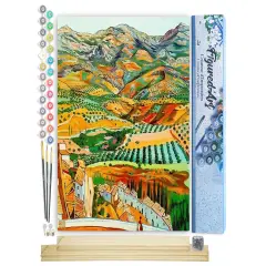 Figured'Art Paint by Numbers Kit for Adults Countryside Landscape from the Hills 16"x20" - Craft Art Painting Rolled Canvas with DIY wooden frame