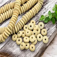 13~15mm Bisque Beige Recycled African Glass Heishi Beads