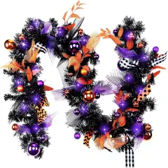 6 ft Artificial Halloween Garland with LED Mixed Ball Rustic