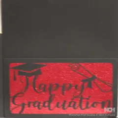 Designer Black/Red Happy Graduation Die-cut Glitter Greeting Card With Envelope