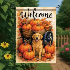 Fall Garden Flag Golden Retriever Dog Yard Flag 12x18(Golden Retriever Dog)
