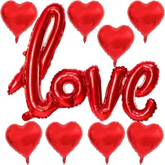 Red LOVE Foil Balloons and 18 Inch Red Heart Foil Balloons