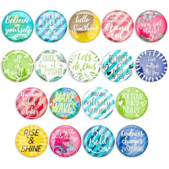18 Pack Colorful Inspirational Magnets for School, Work, Refrigerator, Whiteboard - Cute Locker Accessories for Girls with Assorted Motivational Designs and Quotes - 1.2 inch - Striped Multicolor
