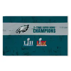 NFL Philadelphia Eagles 2025 Super Bowl LIX Multi Champ Tradition Washable Rug 36X62 Inches