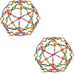 4E's Novelty 2 Pack Expandable Ball - Perfect Stress Balls for Adults & Kids, Ideal Plastic Expandable Ball Toy for Calm Down Corner Supplies & ADHD