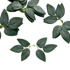 100 Frosted Green Faux Bulk ROSE LEAVES Artificial Greenery Party Decorations