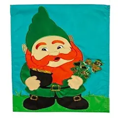 St Patricks Leprechaun Gnome Garden Flag 2 Sided Applique