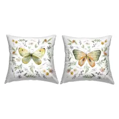 Organic Nature & Butterflies 2 PC Outdoor Printed Pillow Set Design by Carol Robinson, 18 x 7 x 18