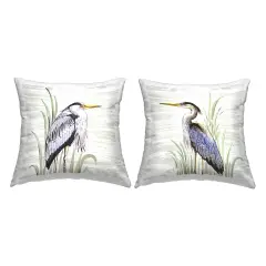 Egrets in Tall Grass 2 PC Decorative Printed Throw Pillow Set Design by Elena Vladykina, 18 x 7 x 18