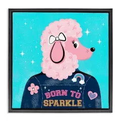 Stupell Industries Born To Sparkle Poodle Framed Floater Canvas Wall Art Design by Carrie Cantwell