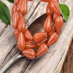 *10* 13x8mm Copper Washed Orange Opaline Melon Drop Beads