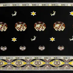 1 Yard Tonga Seal Double Border Light Barkcloth Fabric 100% Cotton, 36" L x 45" W Black