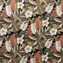 1 Yard Tropical Garden Cotton Fabric for Upholstery and Home Decor 56-58 inches Wide Olive/Brown