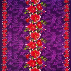 1 Yard Triple Lily Tropical Floral Rayon Fabric 36" L x 45" W Lightweight Purple/Red