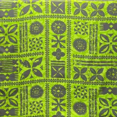1 Yard Tapa 100% Cotton Light Barkcloth Fabric 45 Inches Width Lime Green & Gray
