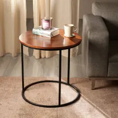 Cosimo Round End Table &ndash; Elegant Accent Table for Living Room D&eacute;cor-21.65X21.65X21.65"