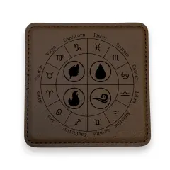 Coaster - Zodiac Elements - SET OF 2 - Leather or Stitched Cork Dark Brown/Black