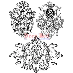 Deep Red Stamps Royal Crests Rubber Cling Stamp Collection