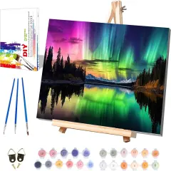 Aurora Paint by Numbers for Adults with Framed,(16x20inch)