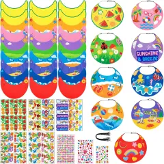 Summer Felt Visor Hats Crafts Kits for Kids Bulk, DIY Beach Sun Visor Hat Activities with Stickers for Hawaiian/Luau/Under-The-Sea Party Supplies