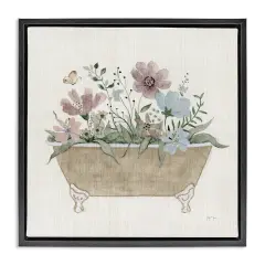 Stupell Industries Cottage Florals in Bathtub Floating Frame Design by Janet Tava