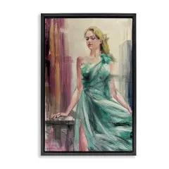 Stupell Industries Elegant Blonde in Dress Floating Frame Design by Lucille Lee