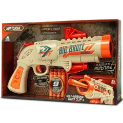 Lanard Huntsman: Big Brute - Beige-Green - Toy Foam Dart Blaster, Shoots Up To 60', 9 Darts, Pull Back Hammer & Trigger, Indoor-Outdoor Play, Kids 6+