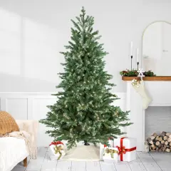 Northlight Real Touch&trade;️ Pre-Lit Medium Blue Spruce Artificial Christmas Tree - 6' - Clear Lights Green