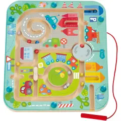 HABA Busy Board for Toddlers 2-4: Town Magnetic Maze Puzzle Game - Toddler Travel Toys for Preschoolers Multicolor