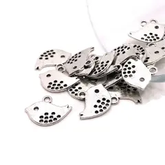 Small Antiqued Silver Bird Charms, 12x16mm