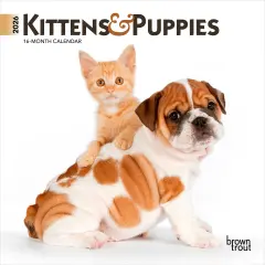 Kittens & Puppies | 2026 7 x 14 Inch (Hanging) Monthly Mini Wall Calendar