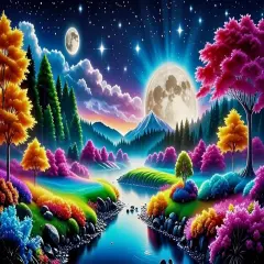 Large Moon Diamond Painting Kits - 27.5x15.7 Inch