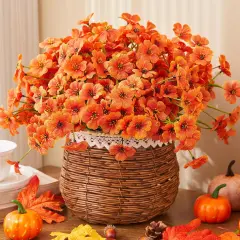 16 Bundles Orange Artificial Fall Flowers