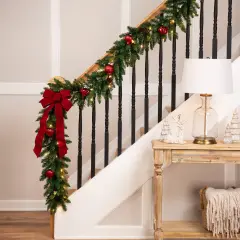 Northlight 9' x 12" Pre-Lit Black River Pine Artificial Christmas Garland, Clear Lights Green