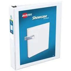 Avery Economy Showcase View 3 Ring Binder, 1.5" Slant Rings, 375-Sheet Capacity, 2.1 Inch Wide Spine, Great for Home, School Supplies, Office, or Organization Needs, 1 White Binder (19651)