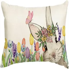 Easter Bunny Throw Pillow Cover &ndash; 12x20" Spring Rabbit Cushion Case Purple