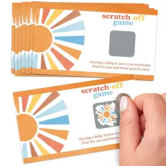 Big Dot of Happiness Retro Sunshine Baby Shower Scratchers, Here Comes The Son Boy Boho Party Game Scratch Off Cards - 22 Count
