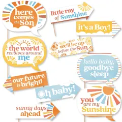Big Dot of Happiness Funny Here Comes The Son Photo Booth Props Kit, Boy Boho Baby Shower Activity - 10 Piece
